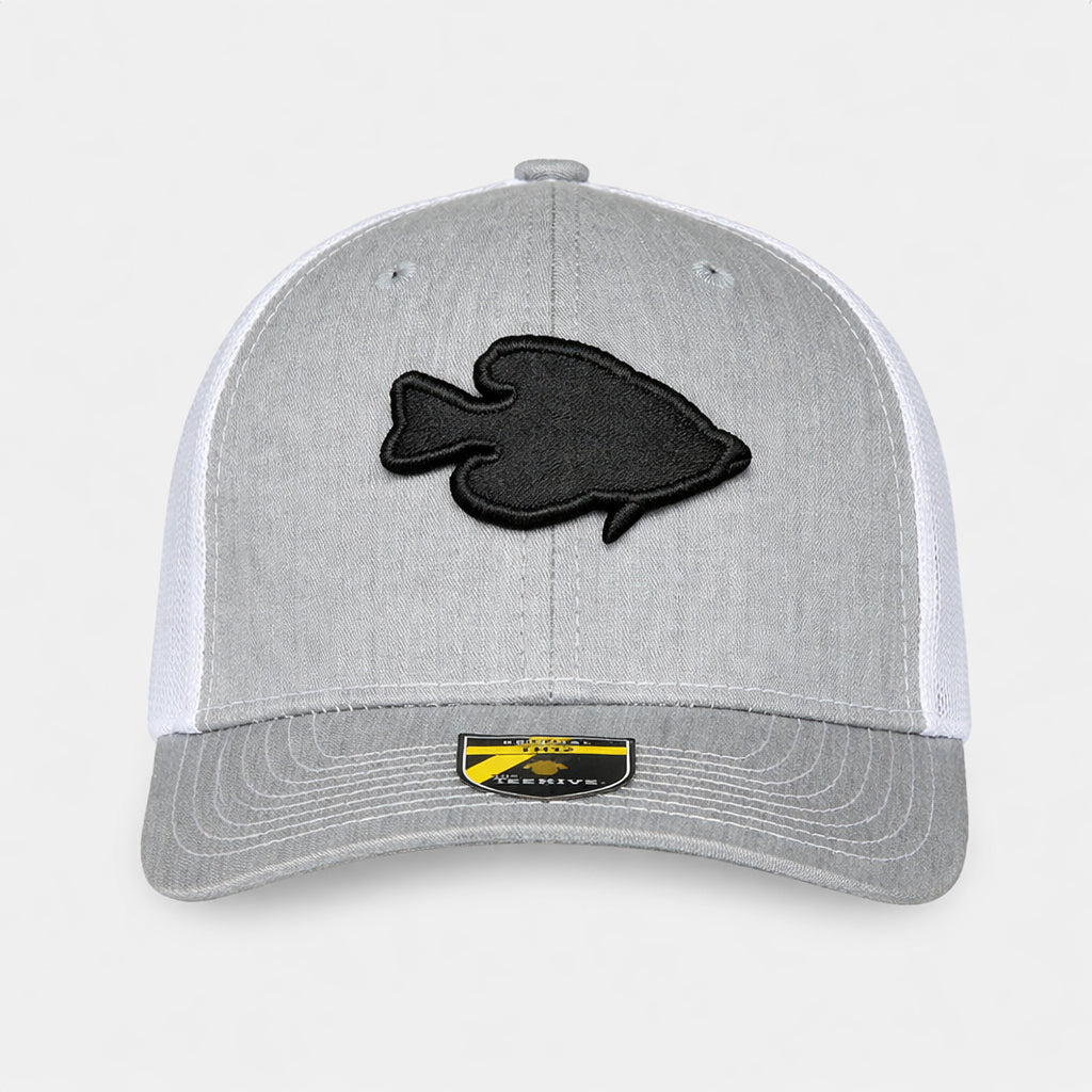 Teehive Snapback Trucker Cap - TH12 - Wavy Label Crappie – Heather Grey/White