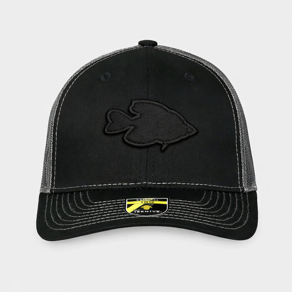 Teehive Snapback Trucker Cap - TH12 - Wavy Label Crappie – Black/Charcoal