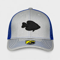 Teehive Snapback Trucker Cap - TH12 - Wavy Label Crappie – Heather Grey/Royal