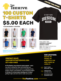100 Custom T-shirts for $5 each - SALE!