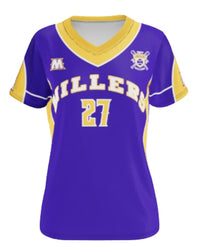 WOMEN'S/GIRLS SOFTBALL V-NECK PINHOLE MESH POLYESTER 6.3oz - SFBJ201-PM6.3oz