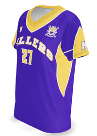 WOMEN'S/GIRLS SOFTBALL V-NECK PINHOLE MESH POLYESTER 6.3oz - SFBJ201-PM6.3oz