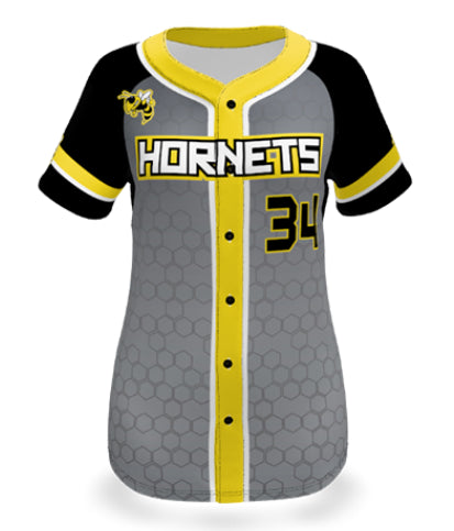 WOMEN'S/GIRLS SOFTBALL FULL BUTTON PINHOLE MESH POLYESTER 6.3oz - SFBJ01-PM6.3oz