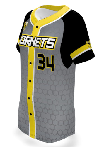 WOMEN'S/GIRLS SOFTBALL FULL BUTTON PINHOLE MESH POLYESTER 6.3oz - SFBJ01-PM6.3oz