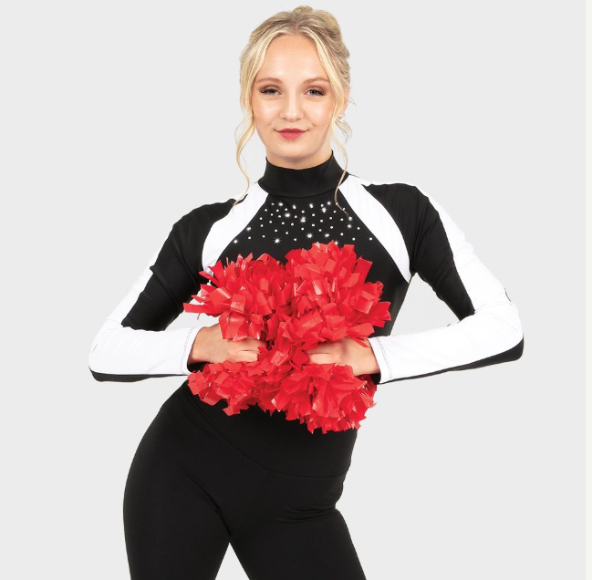 Long Sleeve Metallic Rhinestone Leotard - AC6580TH-The Teehive