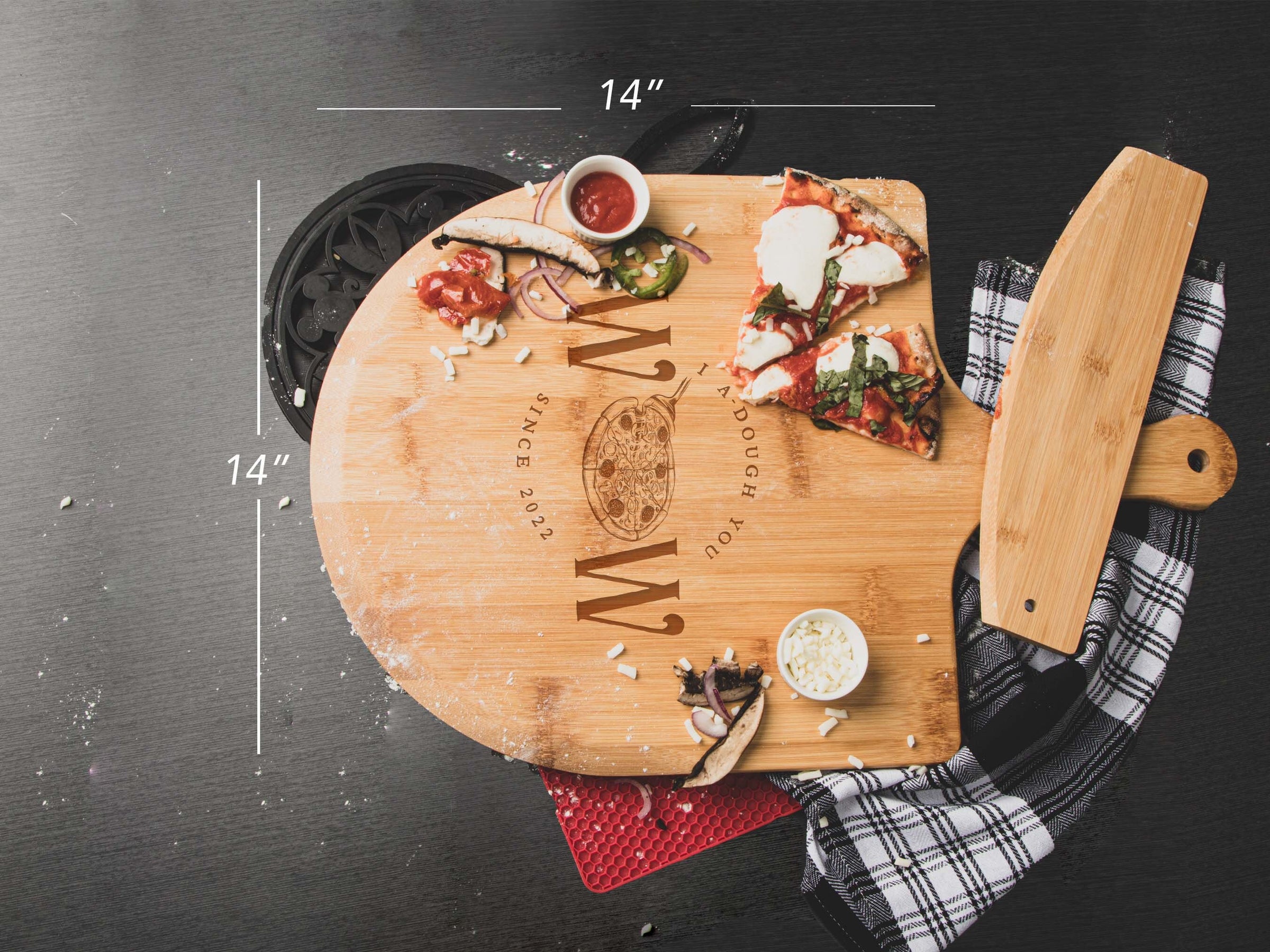 Personalized Bamboo Pizza Peel L22"xW14"xT0.5" - MY3-5050-The Teehive