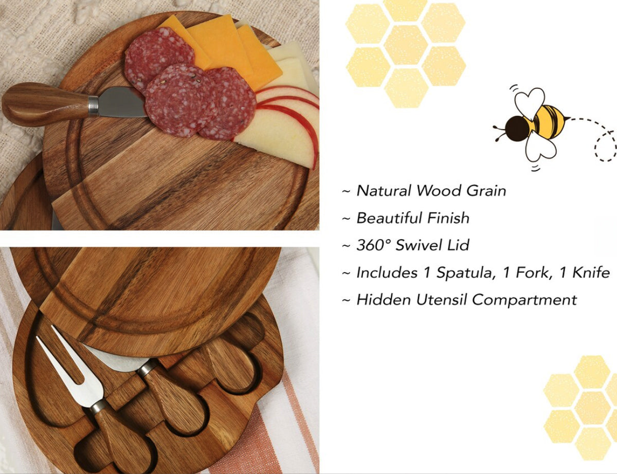 Acacia Round Cheese Board: Box of 10-The Teehive