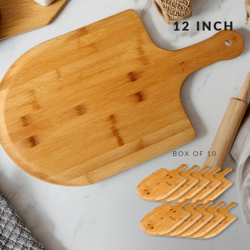 Bamboo Pizza Peel L22"xW12"xT0.5" : Box of 10-The Teehive