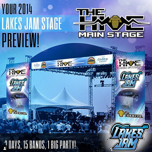 the teehive customer showcase,  customized banners and backdrop for music festival lakes jam consert