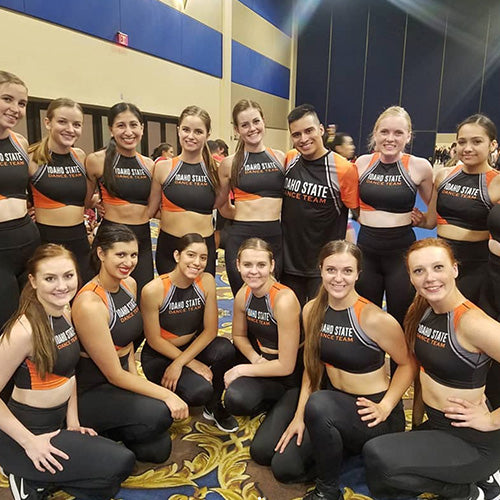 the teehive customer showcase, customized dance team crop top and leggings