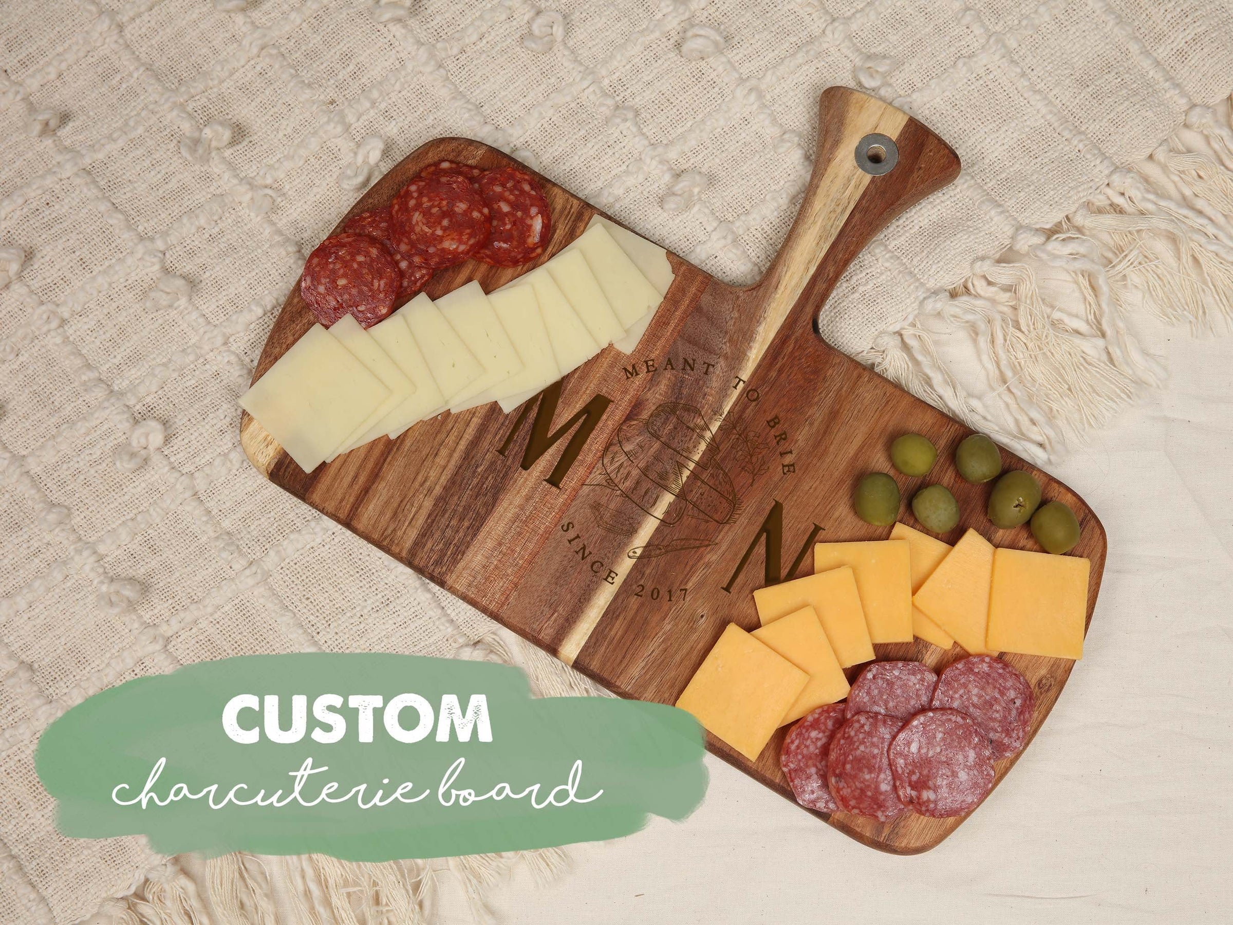 Charcuterie Board with Handle, Personalized Charcuterie Board, Custom Charcuterie Board