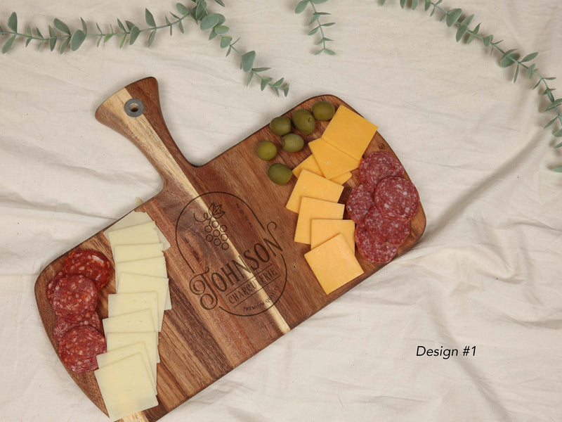 Charcuterie Board with Handle, Personalized Charcuterie Board, Custom Charcuterie Board
